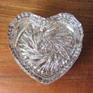 heart shaped jewelry gift trinket box lead crystal anna hutte vintage (GC025 Gra